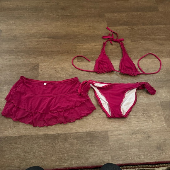 Victoria’s Secret Ruched Ruffle Bikini Fucsia Pink S